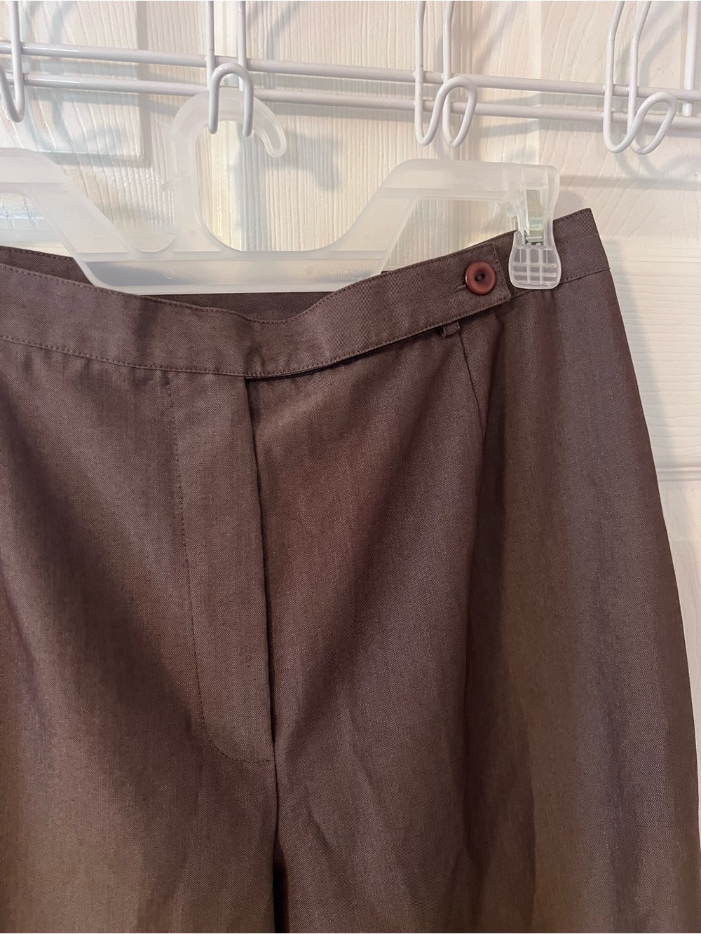 Vintage Norton McNaughton Petites Brown Dress Pants Size 12P Poly Rayon Trousers - Picture 2 of 6